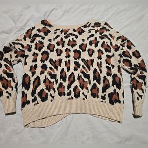 Miracle Cream Leopard-Print Crewneck Sweater
